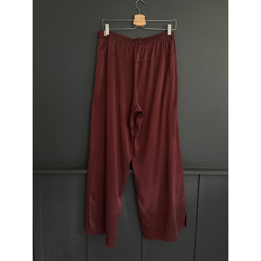 LUNYA Washable Silk High Rise Pajama Pants in Fancy Burgundy Size XL - Picture 7 of 11